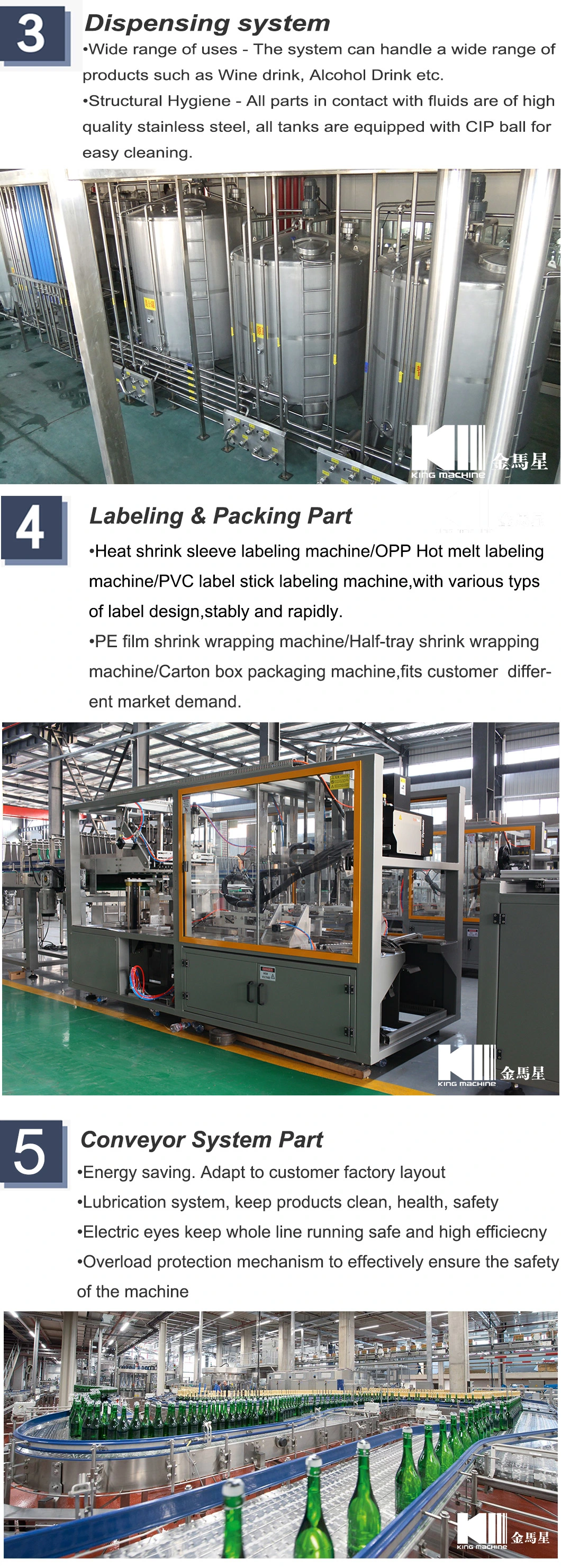 Full Automatic Glass Bottle Liquid Alcohol Drink Whisky Vodka Washing Filling Capping Red Grape Wine Spirits Liquor Bottling Sealing Labeling Packaging Machine